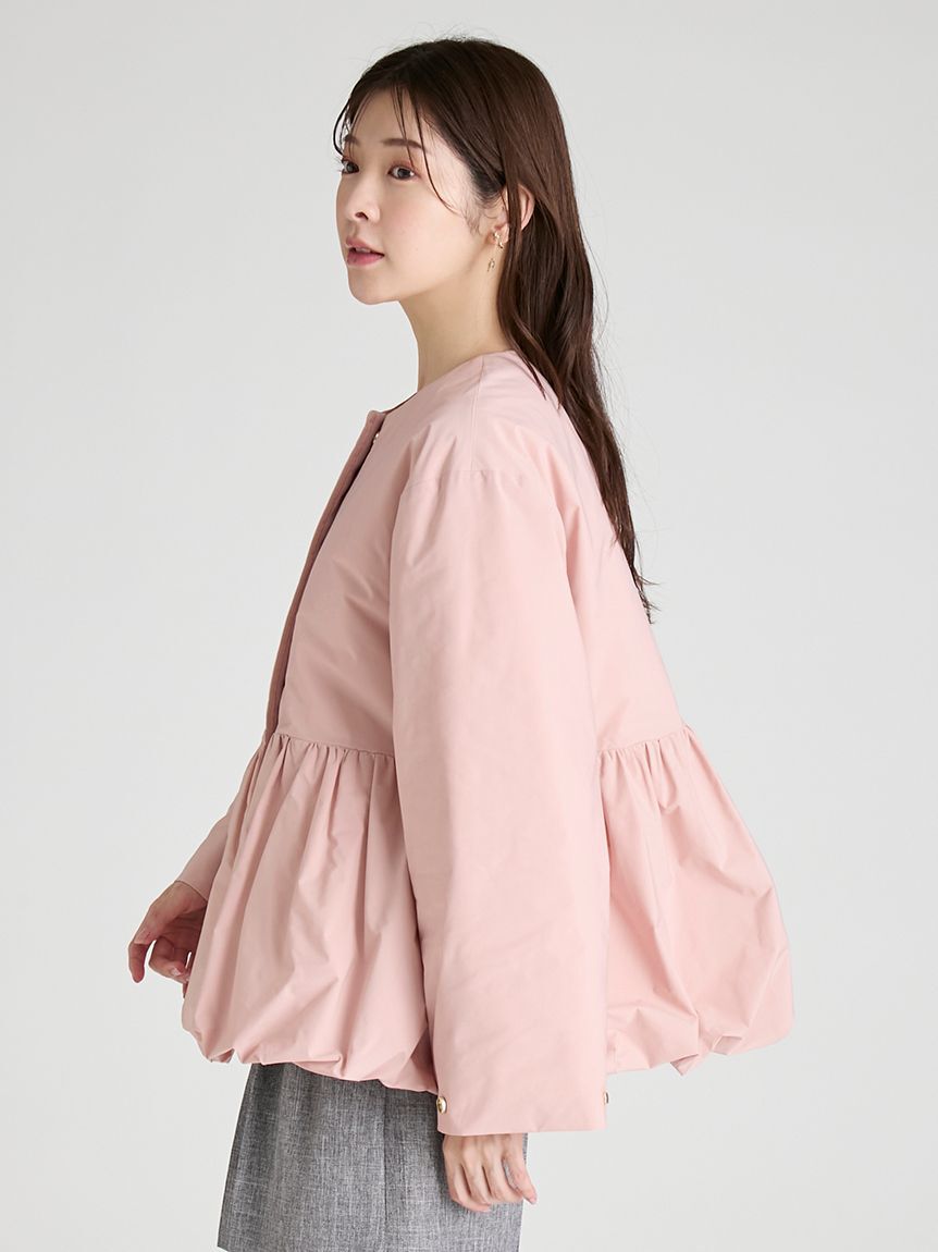 CELFORD「薄中綿ペプラムノーカラーコート」|ノーカラージャケット|