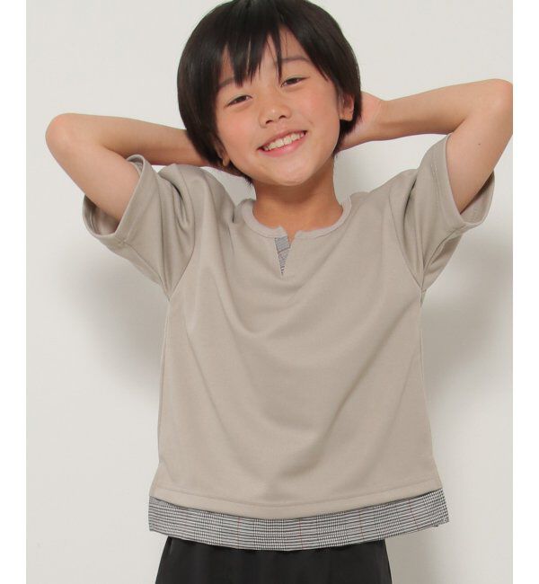 ikka kids「キーネックチェックレイヤードT（120~160cm）」|Tシャツ・カットソー|