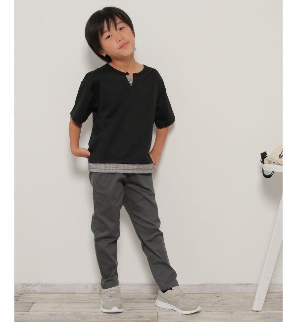 ikka kids「キーネックチェックレイヤードT（120~160cm）」|Tシャツ・カットソー|
