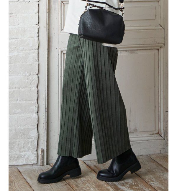 ikka「【雑誌InRed12月号掲載】スエードライクプリーツワイドパンツ」|その他|グリーン