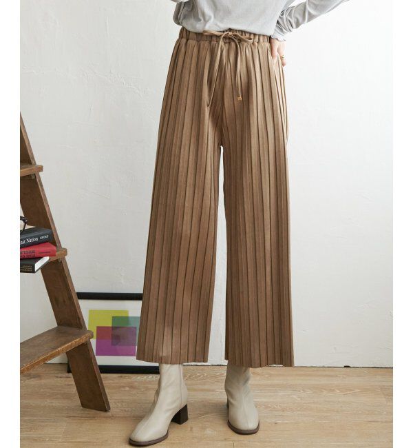 ikka「【雑誌InRed12月号掲載】スエードライクプリーツワイドパンツ」|その他|キャメル