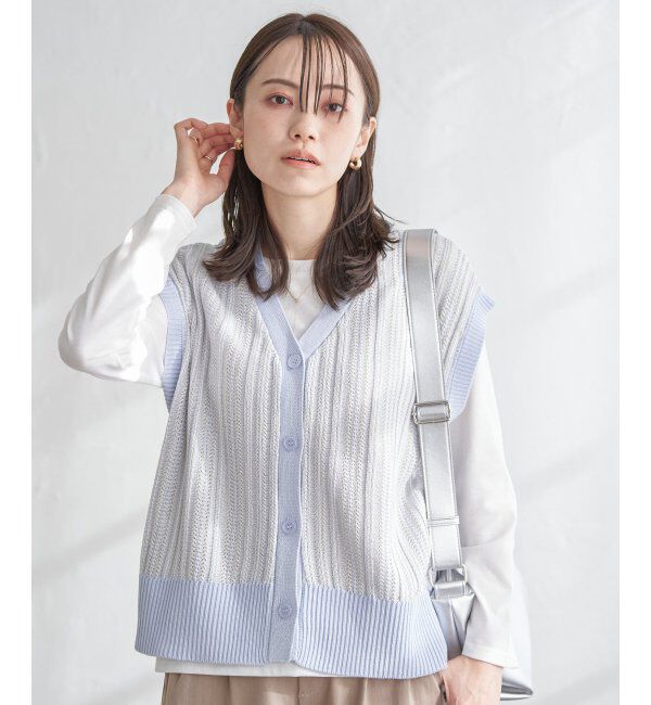 ikka「【雑誌InRed4月号掲載】【2点セット／親子おそろい】サイドボタンニットベストアンサンブル」|ニット・セーター|