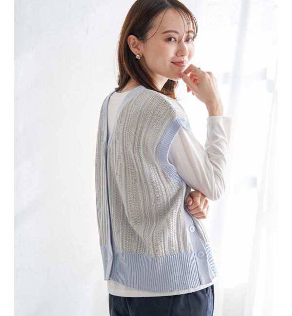 ikka「【雑誌InRed4月号掲載】【2点セット／親子おそろい】サイドボタンニットベストアンサンブル」|ニット・セーター|