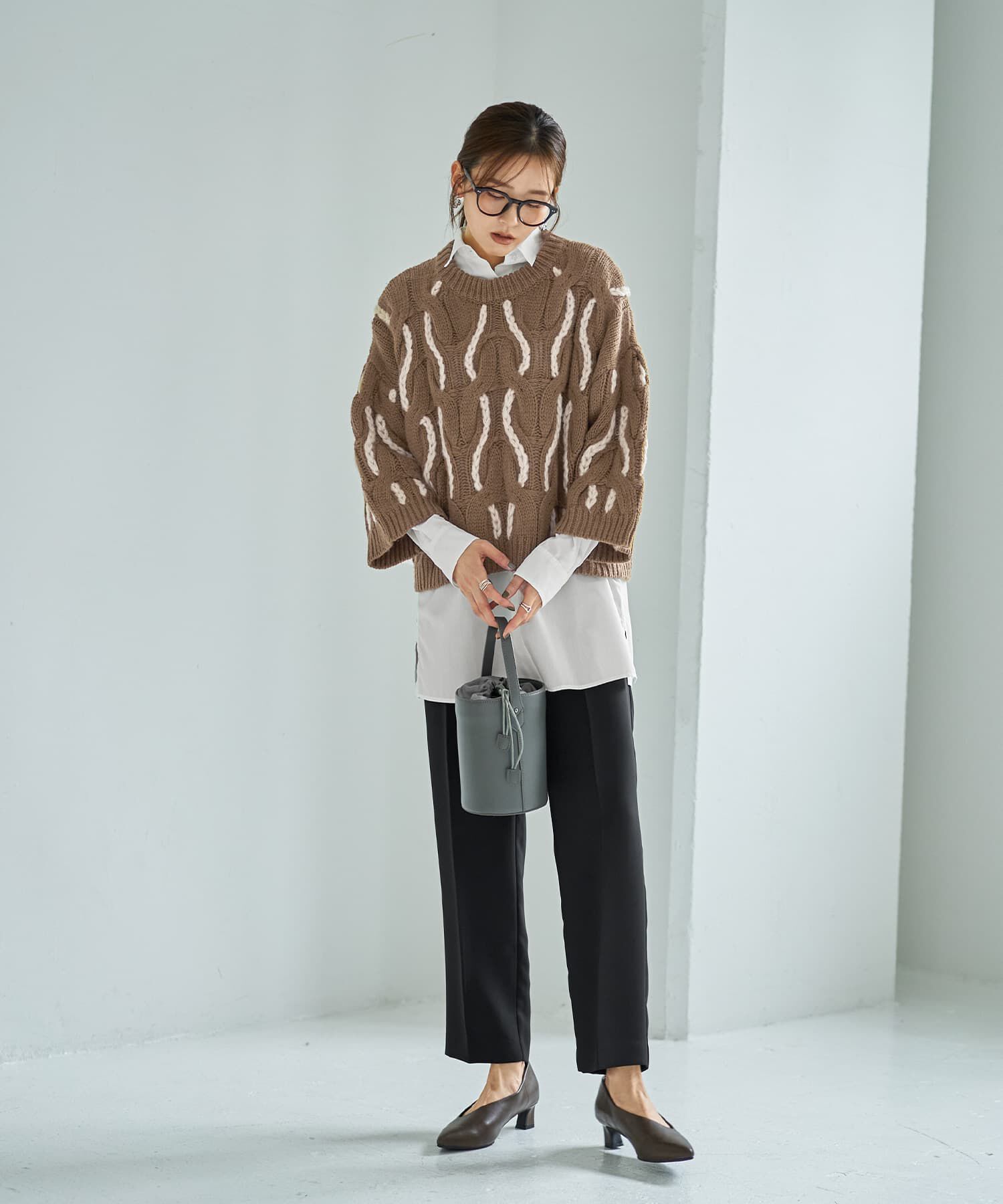 STYLE DELI「ゆる編みランダムケーブルニットトップス」|ニット・セーター|