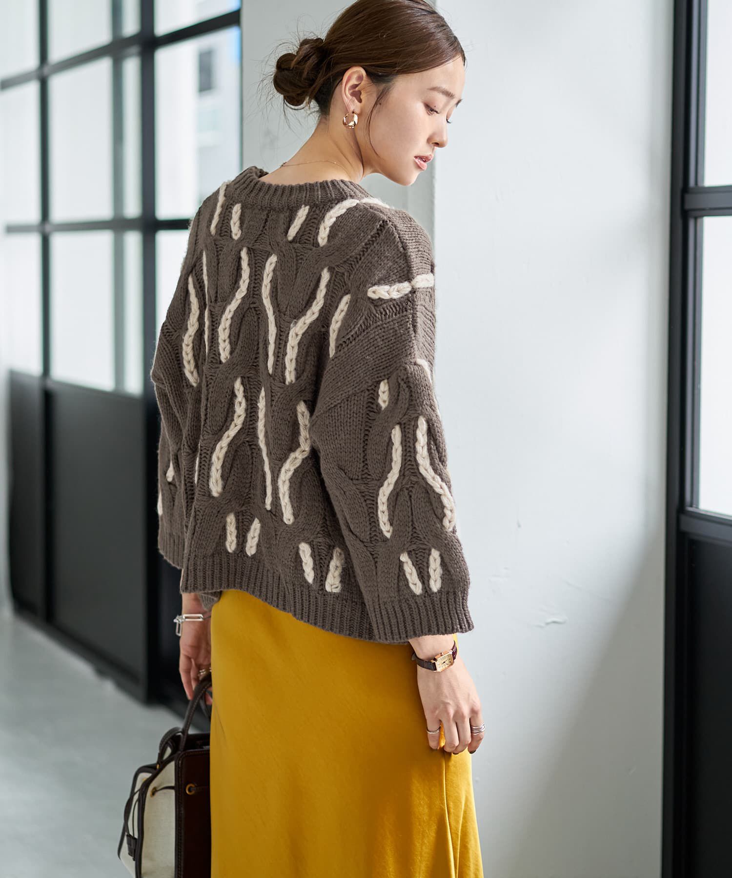 STYLE DELI「ゆる編みランダムケーブルニットトップス」|ニット・セーター|