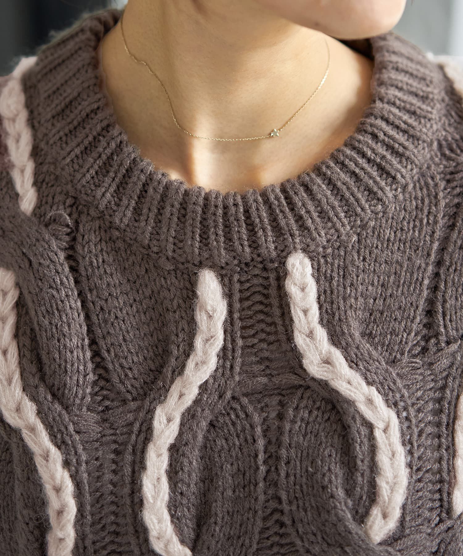 STYLE DELI「ゆる編みランダムケーブルニットトップス」|ニット・セーター|