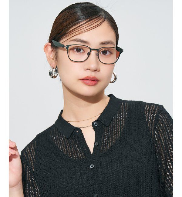  「ボストン型 メガネ | レザー調 ラバーテンプル 眼鏡 伊達メガネ 度付き CLASSIC レンズ交換券付」|メガネ|グリーン1