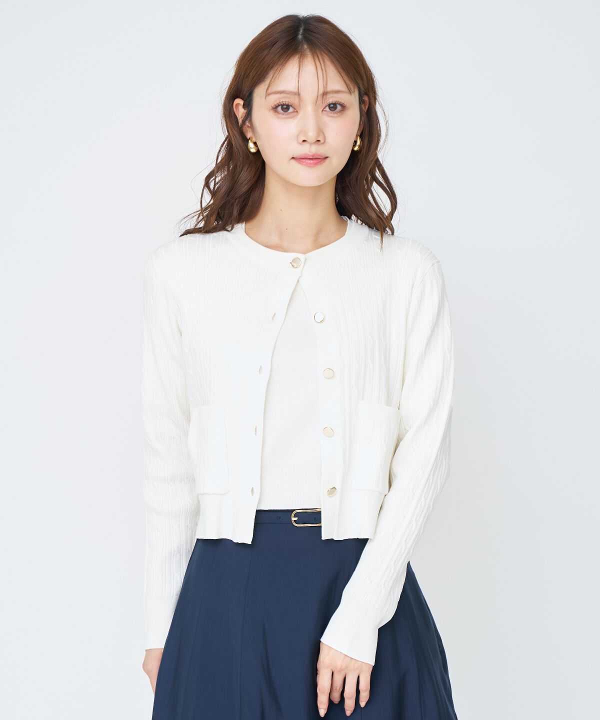 アンドクチュール「ケーブル編みカーディガンアンサンブル」|カーディガン|