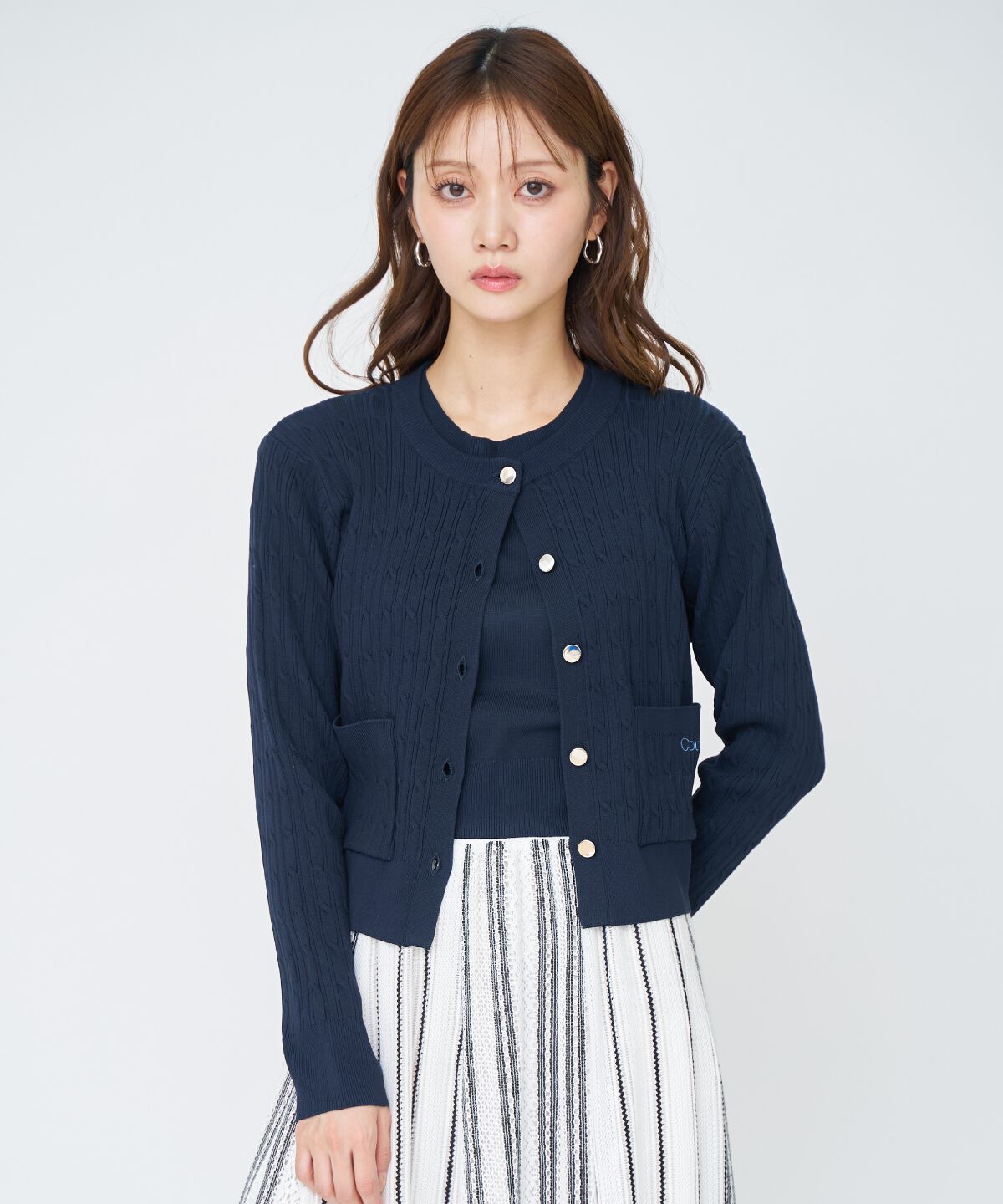 アンドクチュール「ケーブル編みカーディガンアンサンブル」|カーディガン|