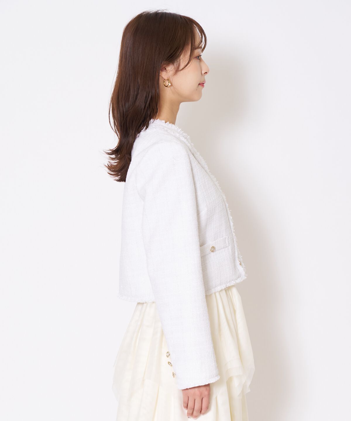 アンドクチュール「ツイードジャケット」|ノーカラージャケット|