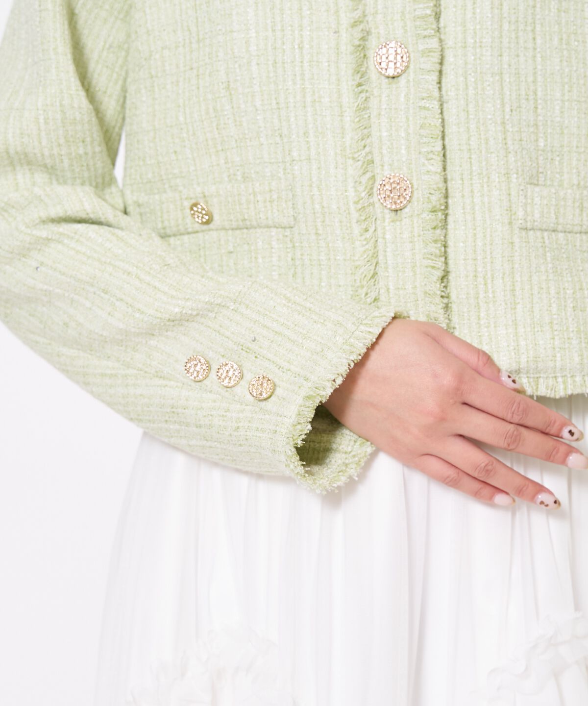 アンドクチュール「ツイードジャケット」|ノーカラージャケット|