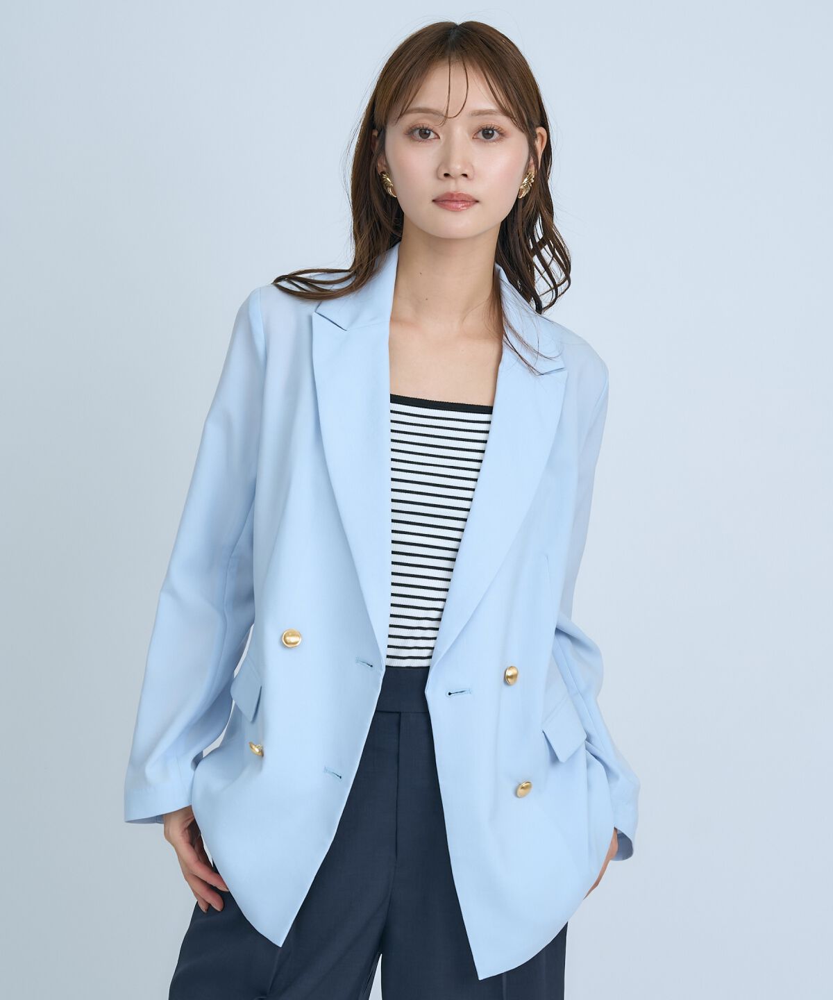 アンドクチュール「シアーテーラードジャケット」|テーラードジャケット|サックス