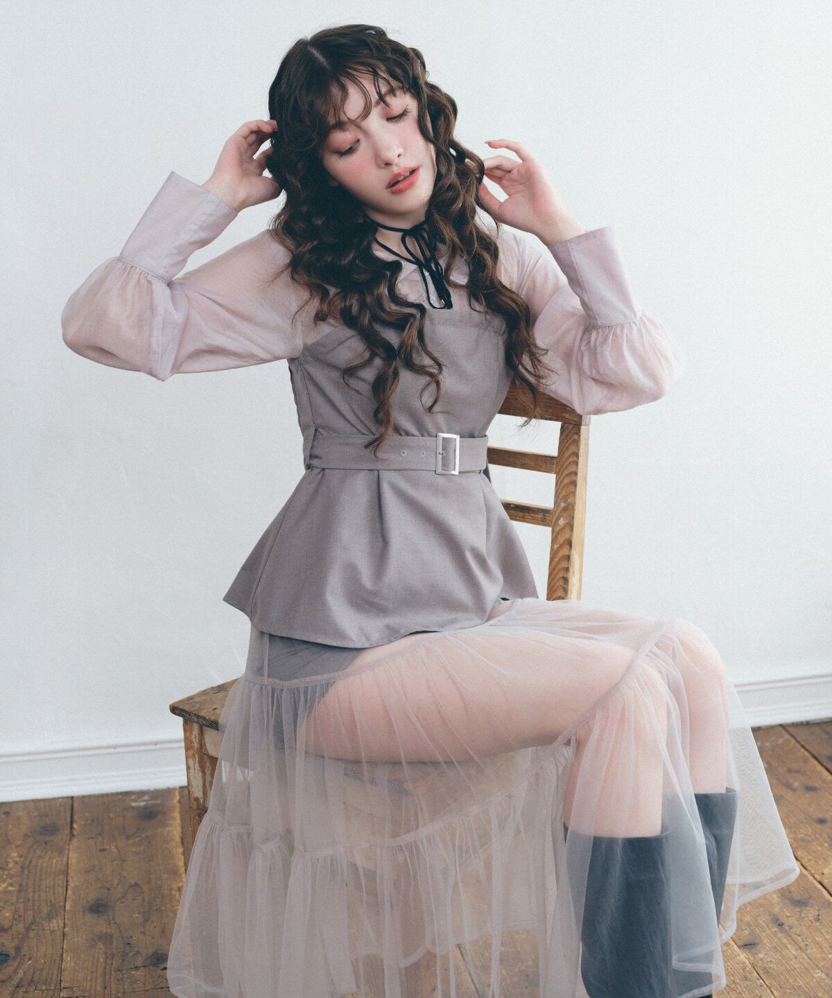 REDYAZEL「シャツドッキングベアワンピース」|ワンピース|