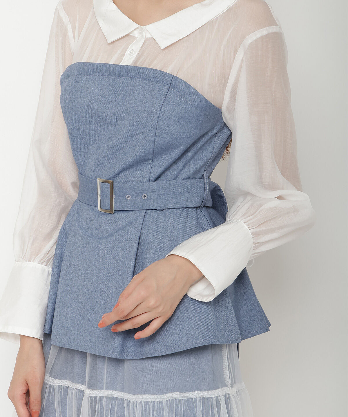 REDYAZEL「シャツドッキングベアワンピース」|ワンピース|