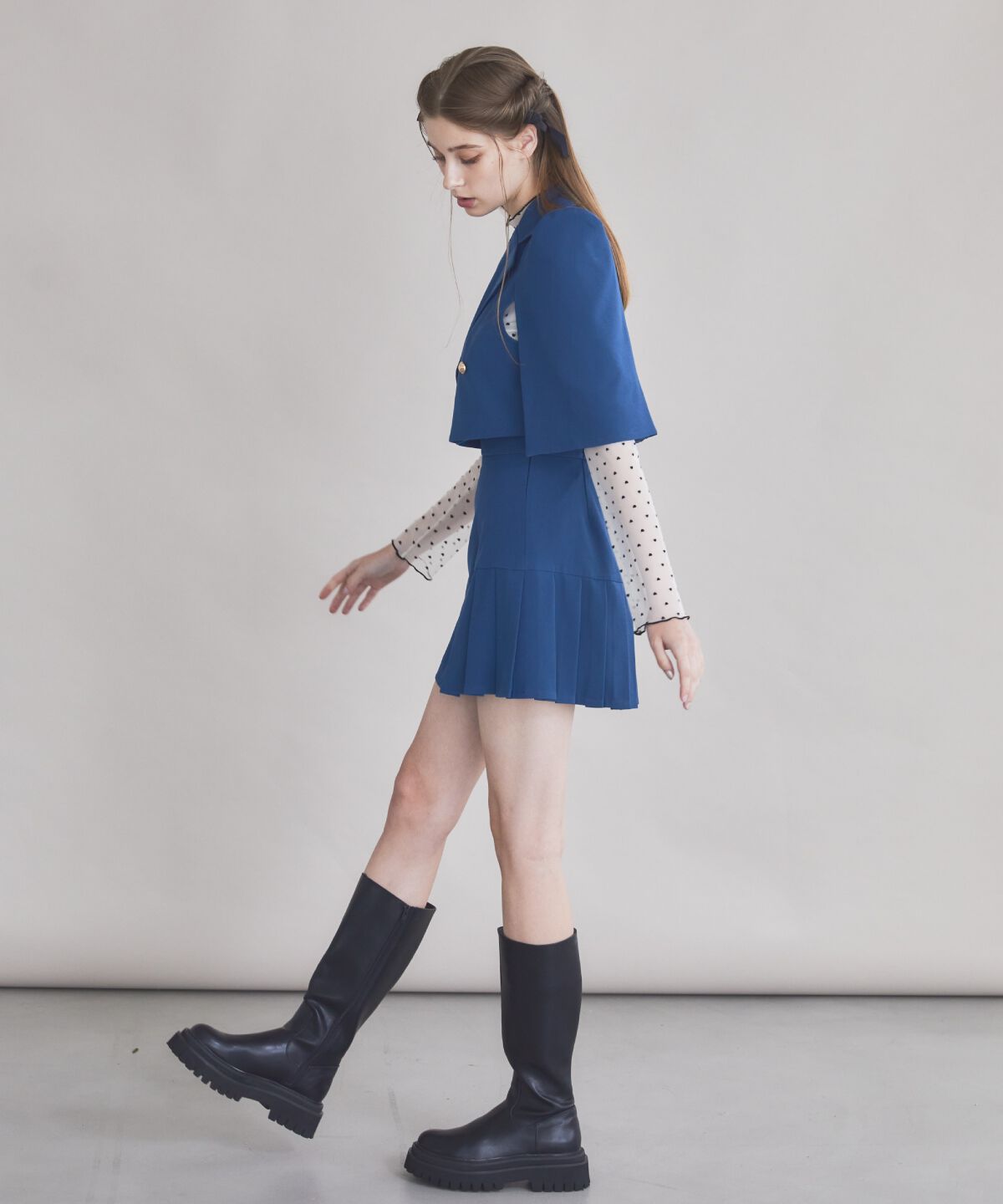 REDYAZEL「サイドプリーツミニスカート」|フレア|