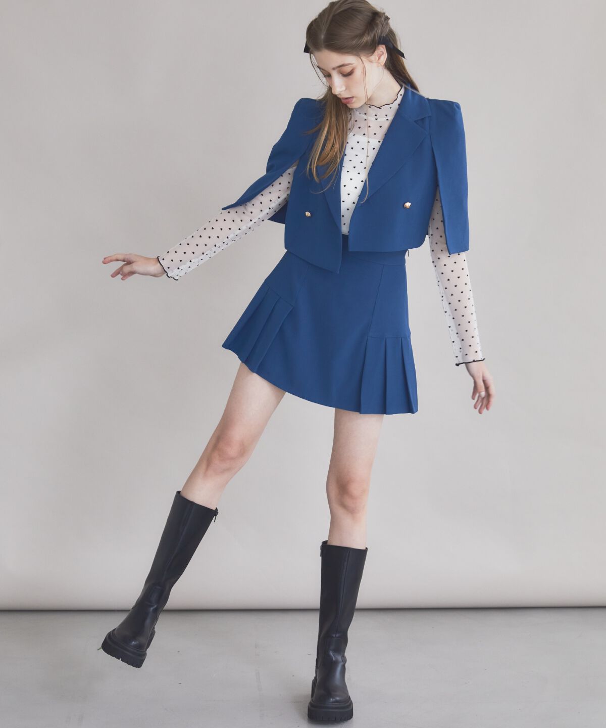 REDYAZEL「サイドプリーツミニスカート」|フレア|