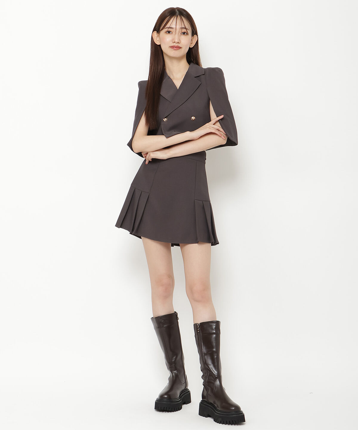 REDYAZEL「サイドプリーツミニスカート」|フレア|