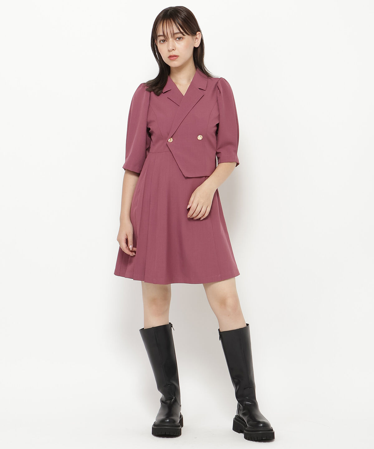 REDYAZEL「ジャケットレイヤードアシメミニワンピース」|ワンピース|