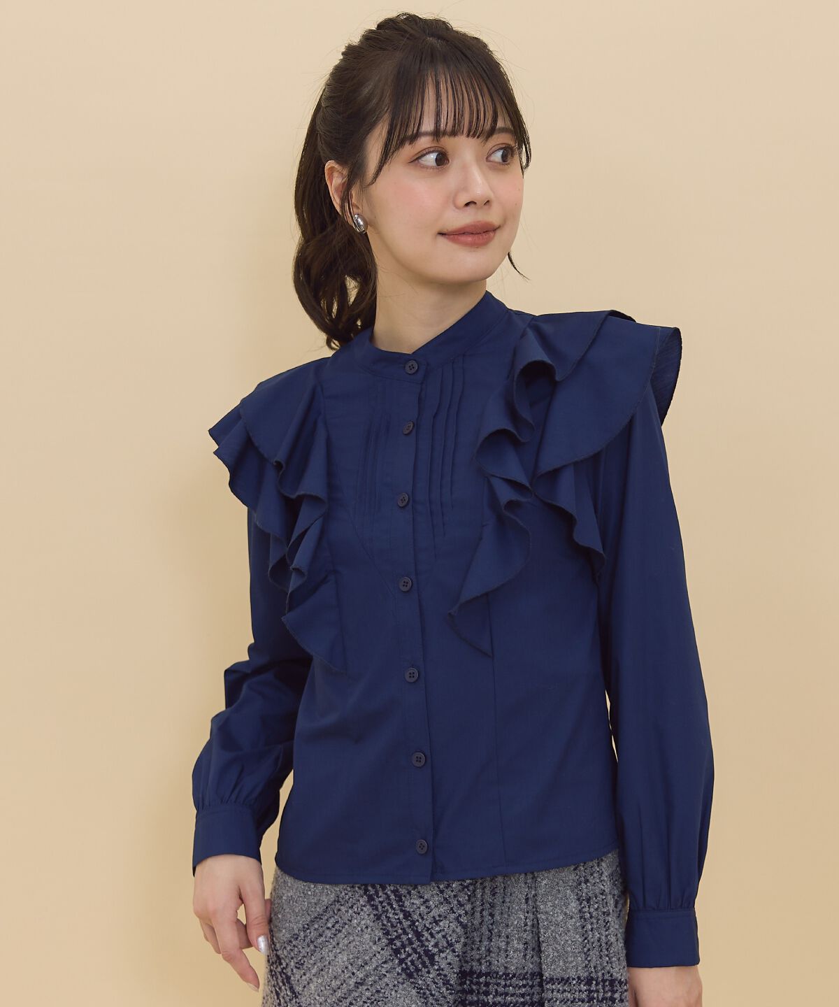 REDYAZEL「ショルダーフリルスタンドシャツ」|シャツ・ブラウス|