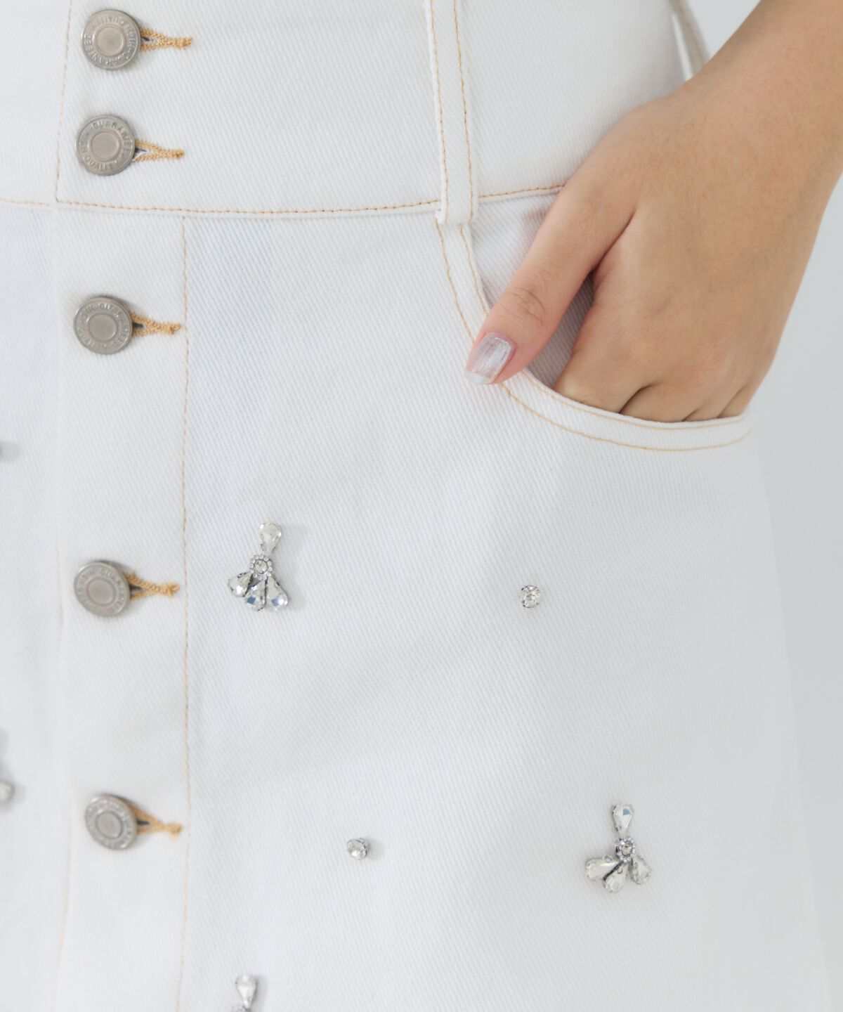 REDYAZEL「ビジューデニムミニスカート」|台形|