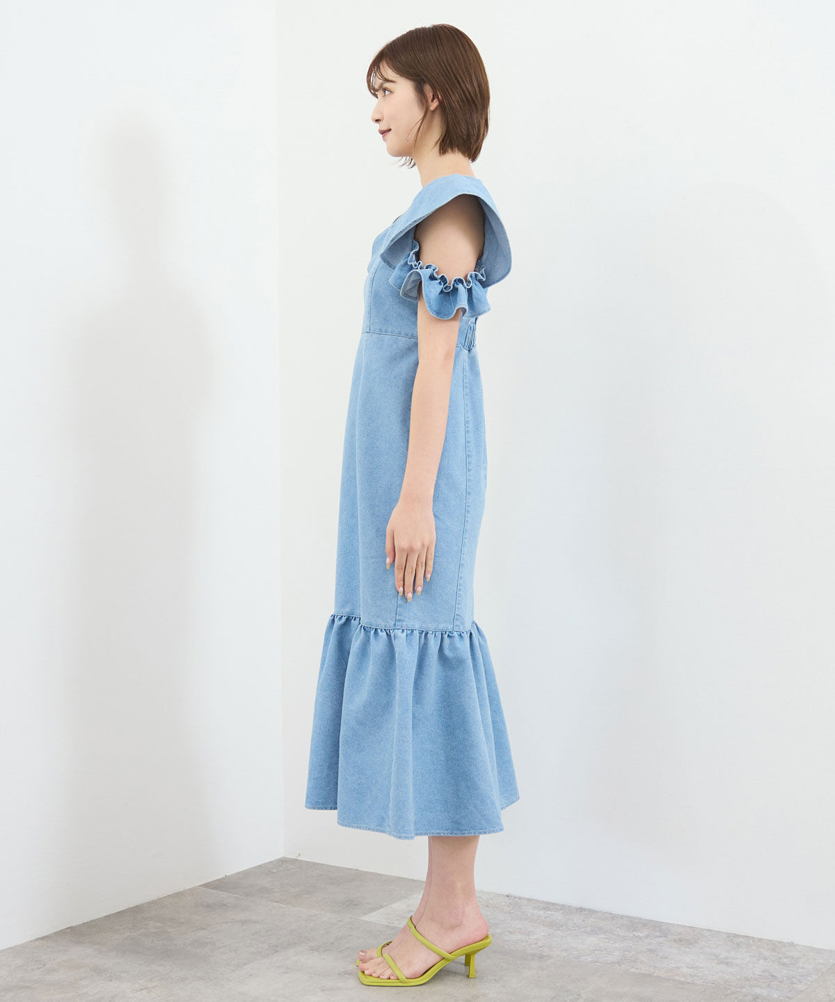 REDYAZEL「フリルスリーブデニムワンピース」|ワンピース|