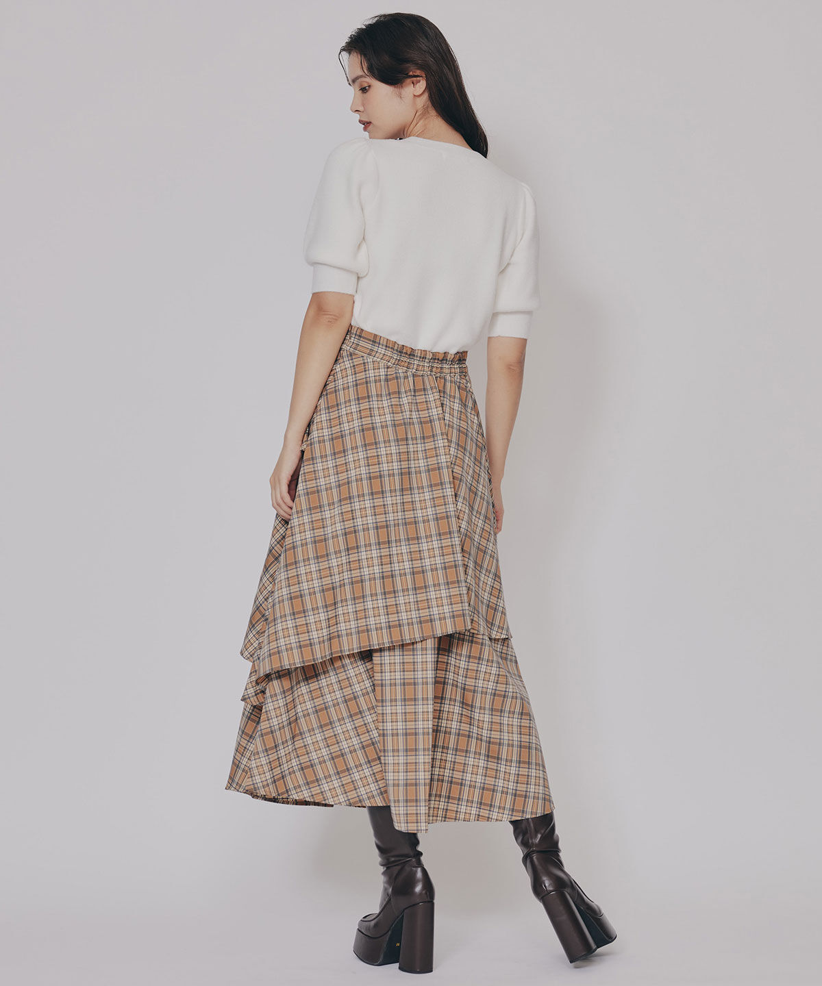 REDYAZEL「タータンチェックティアードスカート」|フレア|