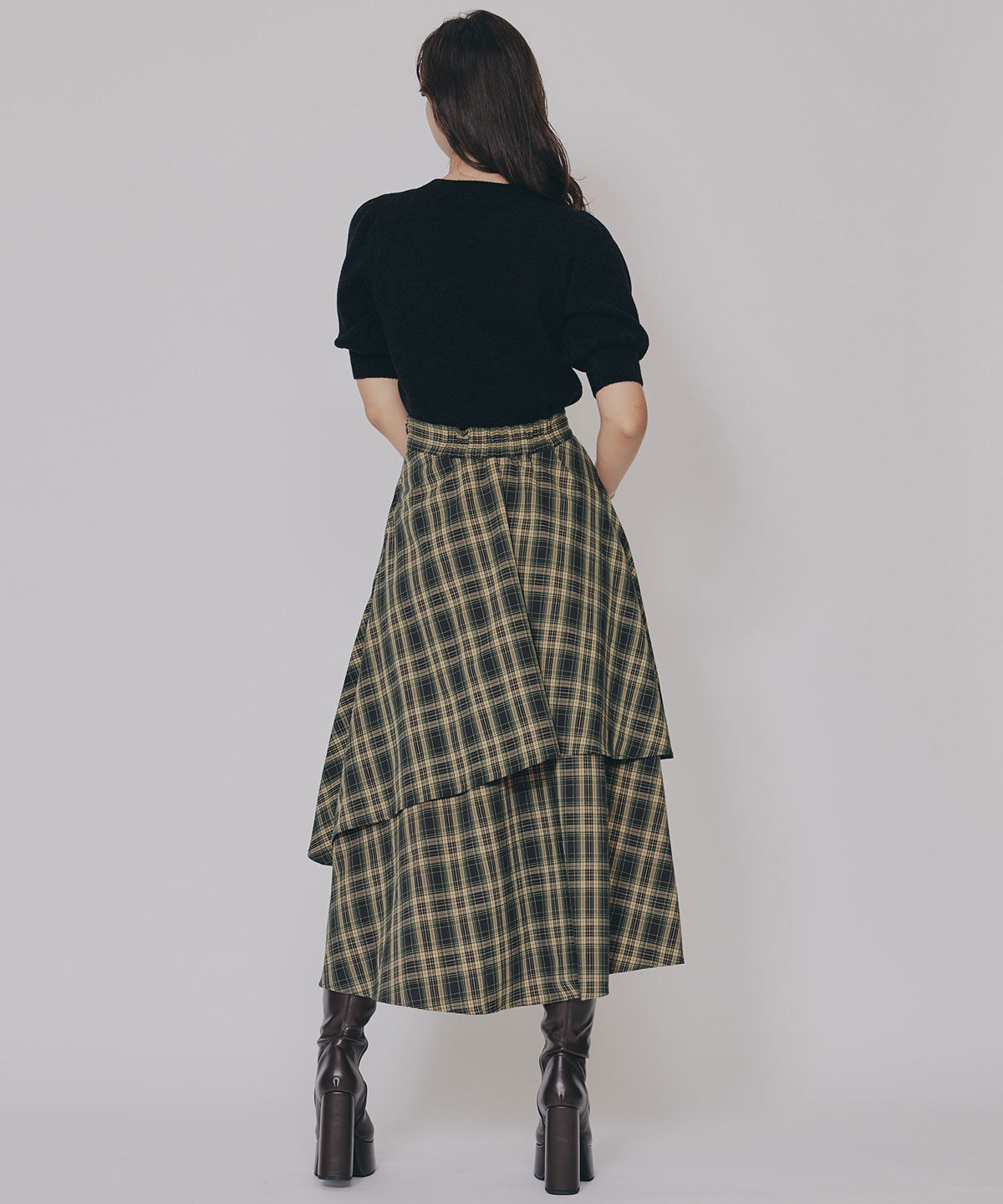 REDYAZEL「タータンチェックティアードスカート」|フレア|