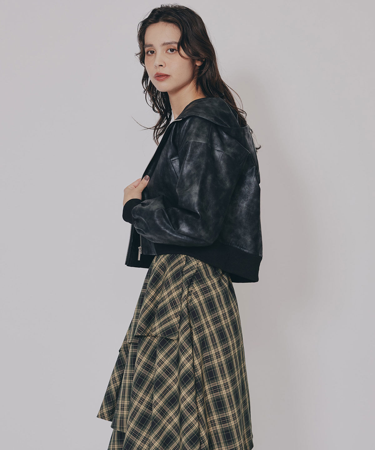 REDYAZEL「ヴィンテージライクレザーフーディブルゾン」|ブルゾン・スタジャン|