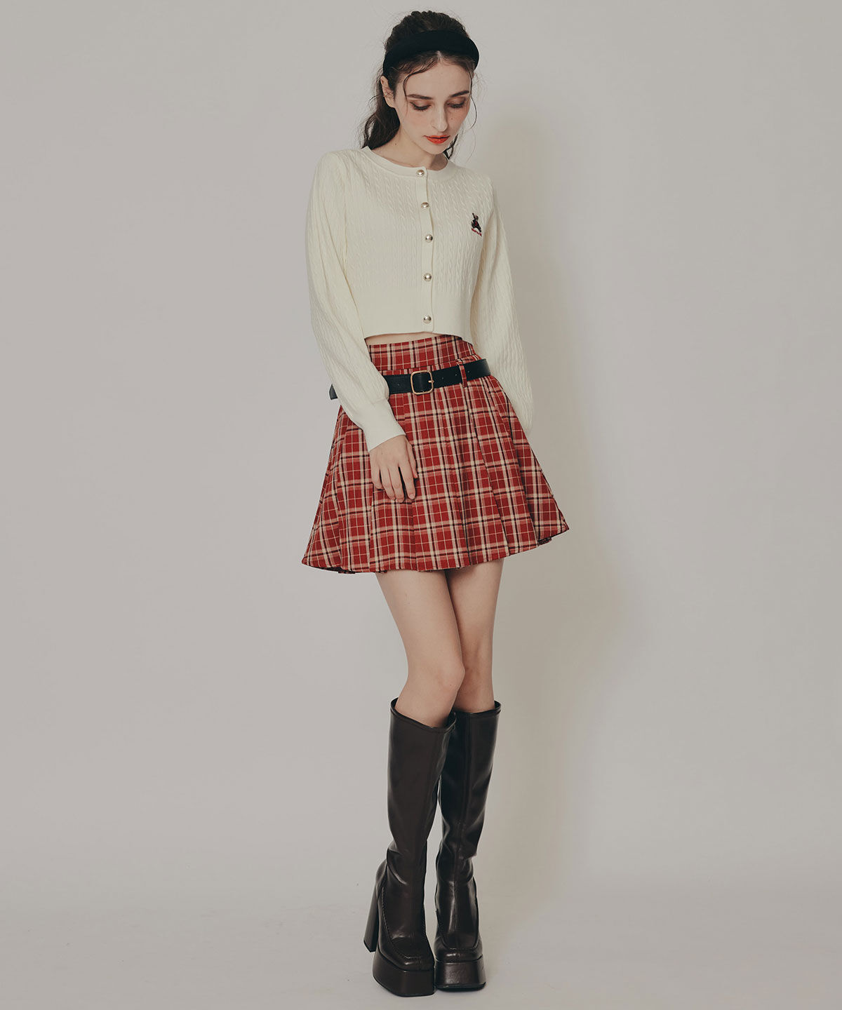 REDYAZEL「Azelyミニケーブルニットカーディガン」|カーディガン|