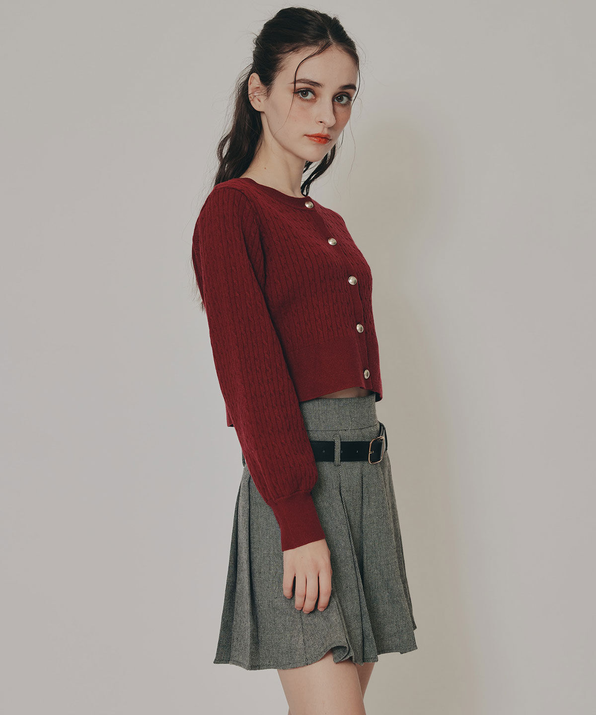 REDYAZEL「Azelyミニケーブルニットカーディガン」|カーディガン|