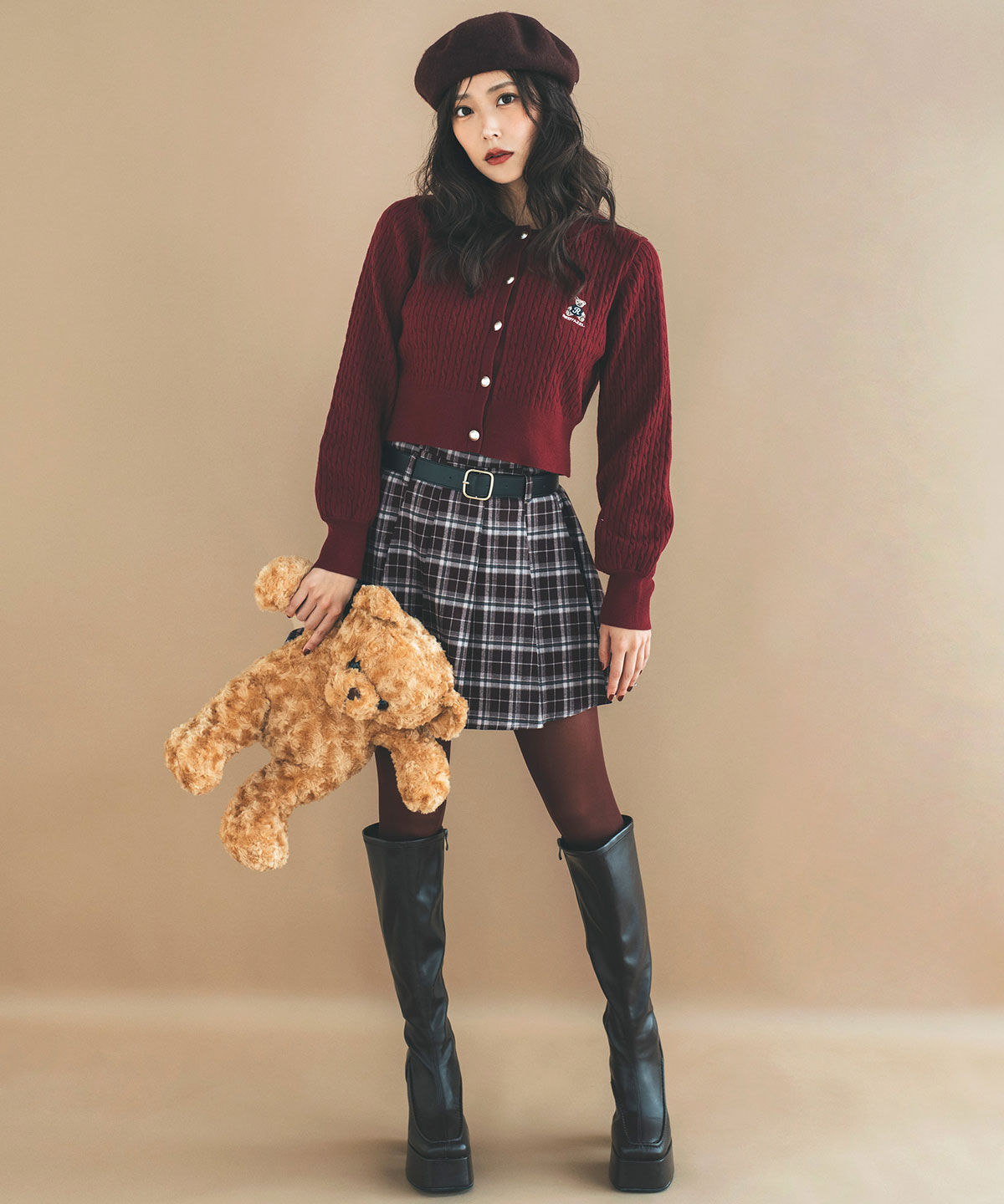 REDYAZEL「Azelyミニケーブルニットカーディガン」|カーディガン|