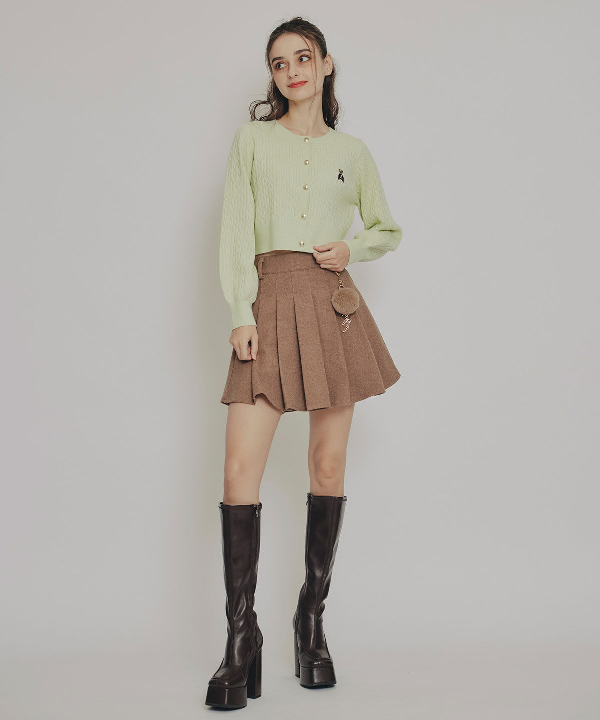 REDYAZEL「Azelyミニケーブルニットカーディガン」|カーディガン|