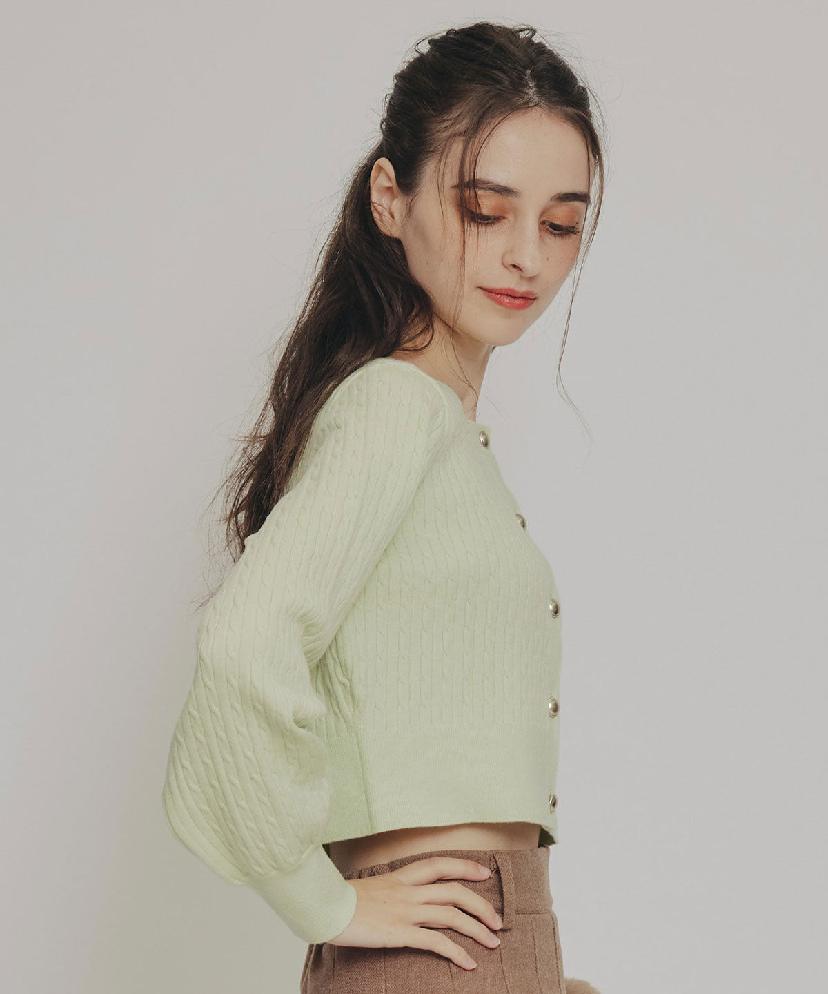 REDYAZEL「Azelyミニケーブルニットカーディガン」|カーディガン|