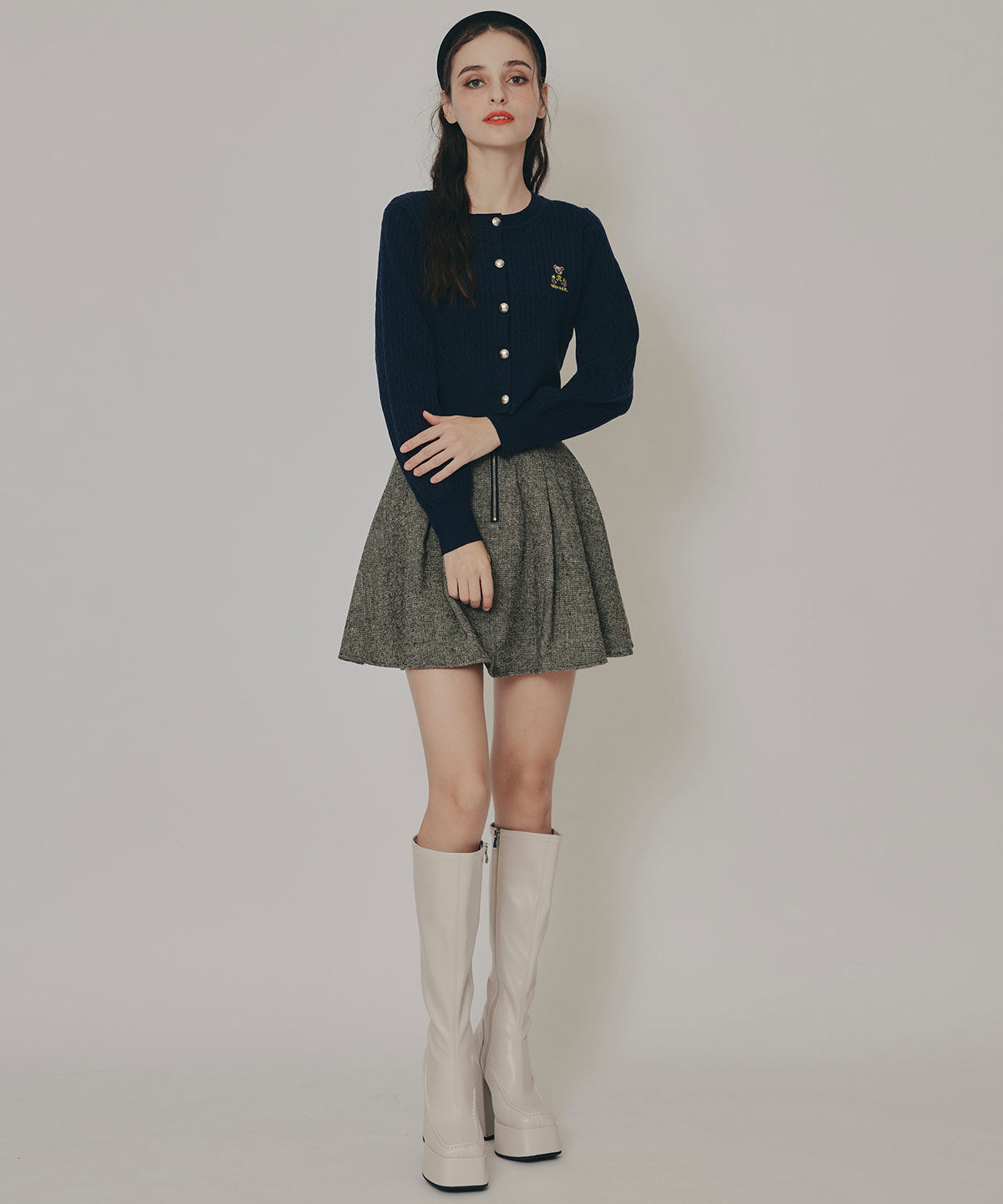 REDYAZEL「Azelyミニケーブルニットカーディガン」|カーディガン|