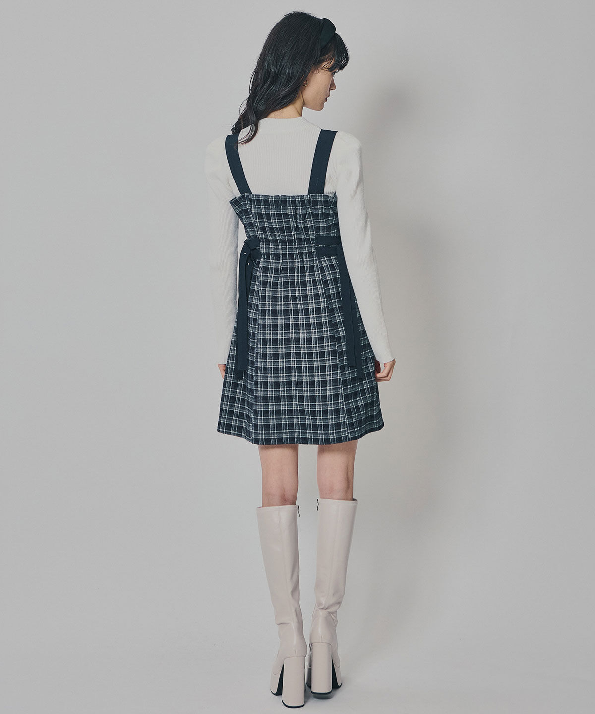 REDYAZEL「チェックショートジャケット&times;Wベルトワンピースセットアップ」|ワンピース|