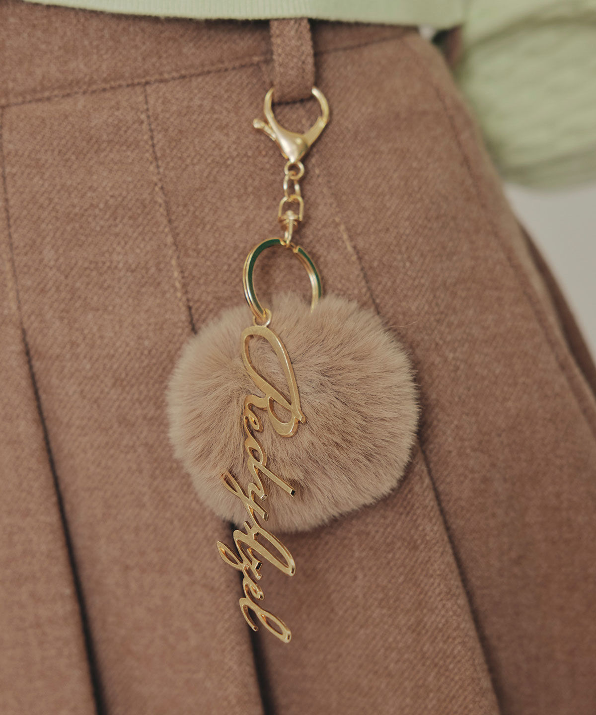 REDYAZEL「ファーチャームウールライクプリーツミニスカート」|フレア|