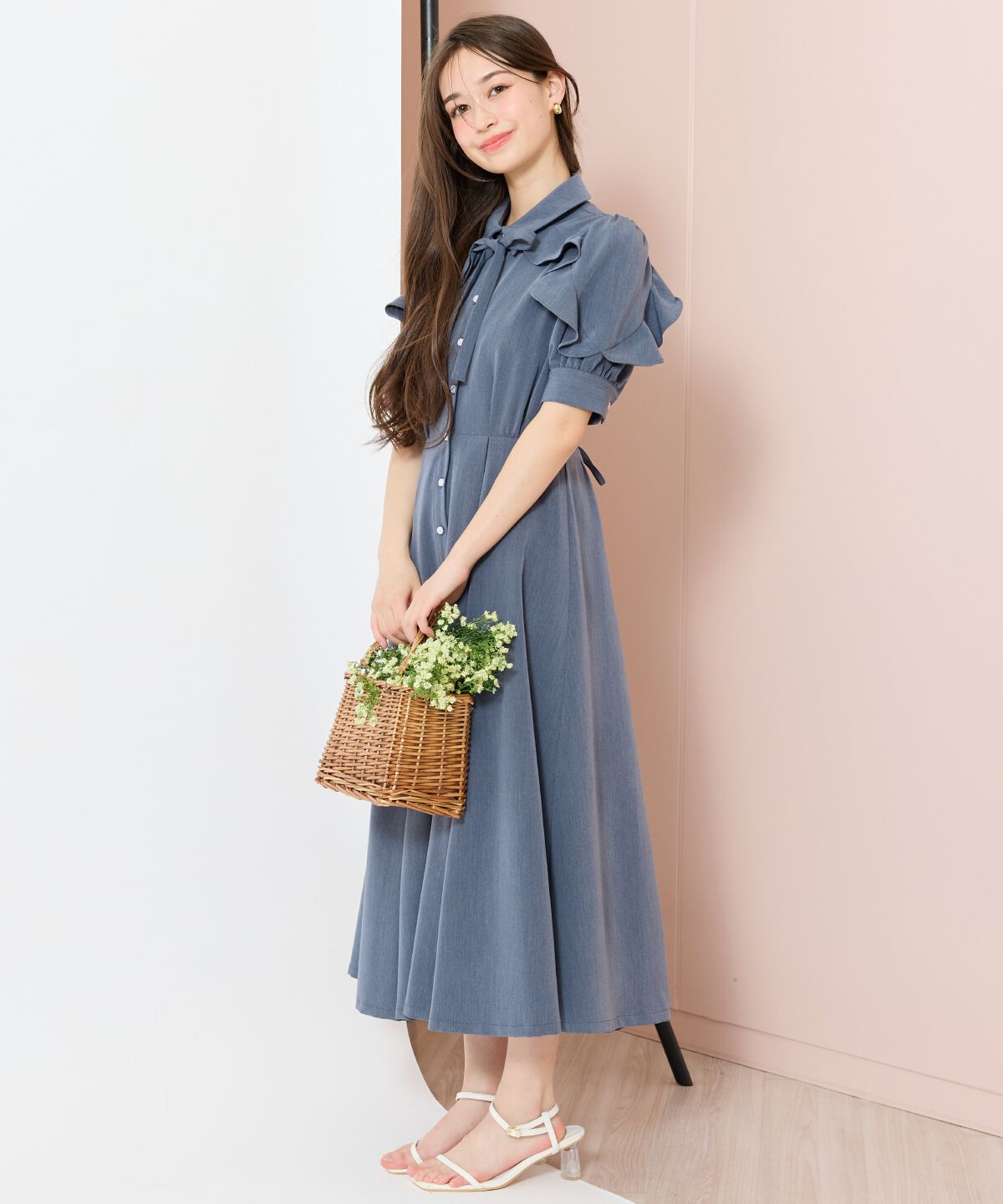 WILLSELECTION「ラッフルパフスリーブシャツワンピース」|ワンピース|