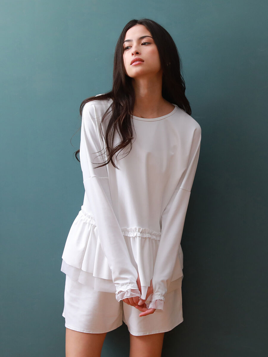 Riberce「UVカットフレアロングTシャツ/ラッシュガード【UVbect】」|ビキニトップス|