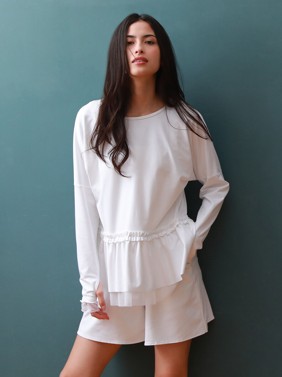 Riberce「UVカットフレアロングTシャツ/ラッシュガード【UVbect】」|ビキニトップス|