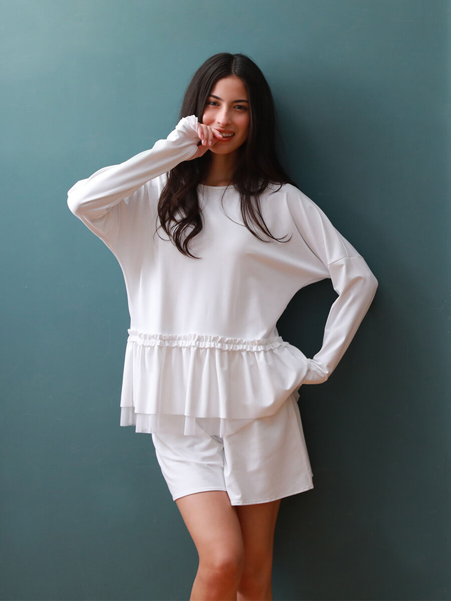 Riberce「UVカットフレアロングTシャツ/ラッシュガード【UVbect】」|ビキニトップス|