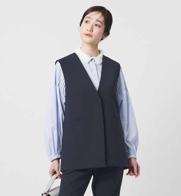 UNITED ARROWS「ダブルクロス ミドルベスト ‐ストレッチ ウォッシャブル‐」|ベスト・ジレ|