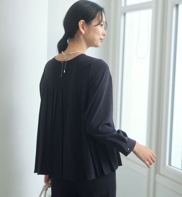 UNITED ARROWS green label relaxing「［size SHORTあり］パウドレ プリーツ ブラウス ウォッシャブル ストレッチ」|シャツ・ブラウス|