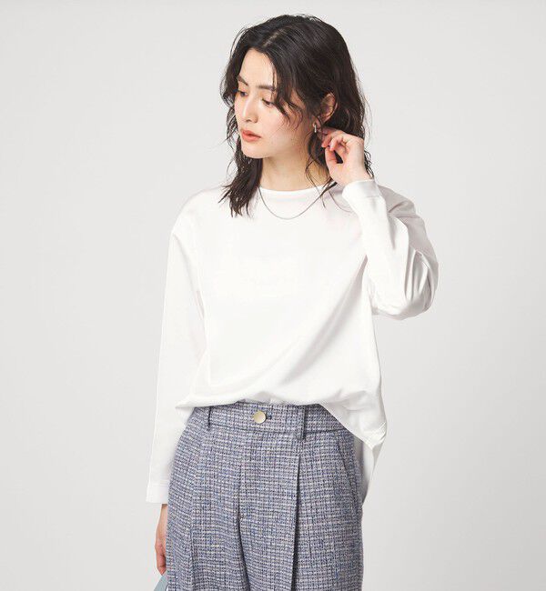 UNITED ARROWS green label relaxing「サテン ドッキング ラウンドヘム プルオーバー カットソー」|Tシャツ・カットソー|