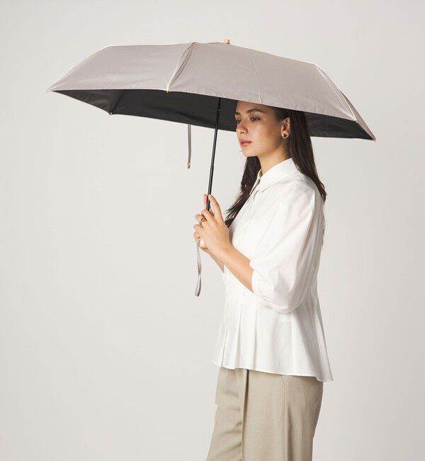 UNITED ARROWS green label relaxing「【別注】＜because＞パイピング 折りたたみ傘 晴雨兼用 レイン UVカット」|傘|LT.GRAY