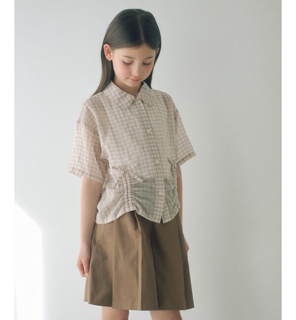 UNITED ARROWS green label relaxing「シースルー チェック シャツ / キッズ  140cm-160cm」|シャツ・ブラウス|OFF WHITE