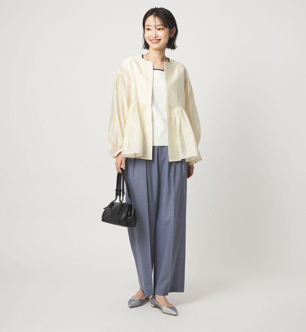 UNITED ARROWS green label relaxing「［size SHORTあり］fleurie(フルリー) シアー ノーカラー ジャケット 接触冷感」|ノーカラージャケット|