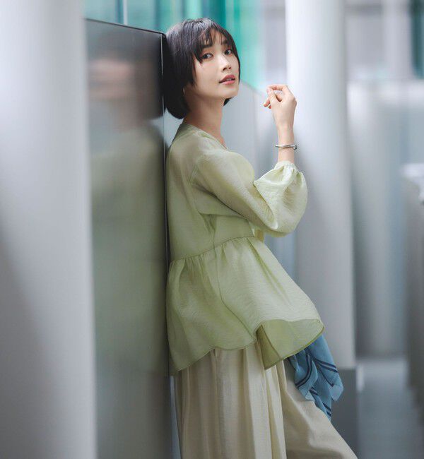 UNITED ARROWS green label relaxing「［size SHORTあり］fleurie(フルリー) シアー ノーカラー ジャケット 接触冷感」|ノーカラージャケット|