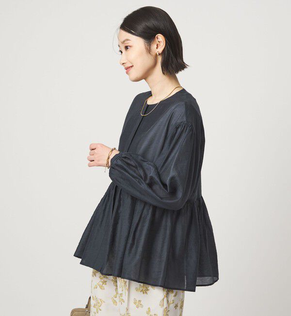 UNITED ARROWS green label relaxing「［size SHORTあり］fleurie(フルリー) シアー ノーカラー ジャケット 接触冷感」|ノーカラージャケット|