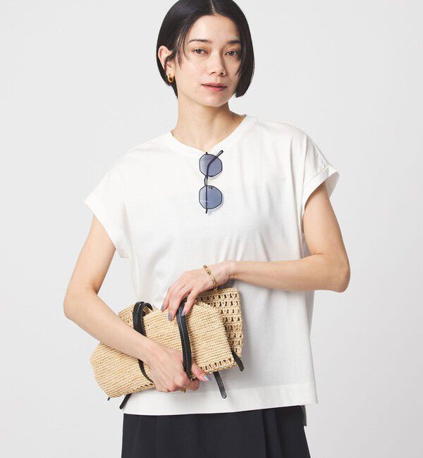 UNITED ARROWS green label relaxing「グロッシー フレンチスリーブ Tシャツ 制菌」|Tシャツ・カットソー|OFF WHITE