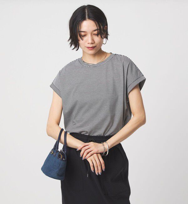 UNITED ARROWS green label relaxing「グロッシー フレンチスリーブ Tシャツ 制菌」|Tシャツ・カットソー|